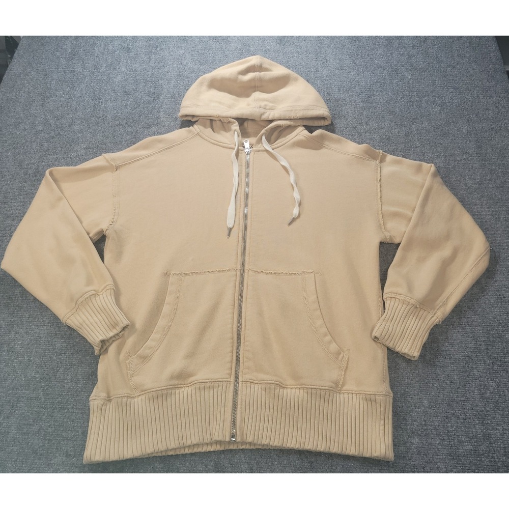 Aerie Love This Moment Zip Up Hoodie Tan Beige XS Relaxed Fit Sweatshirt